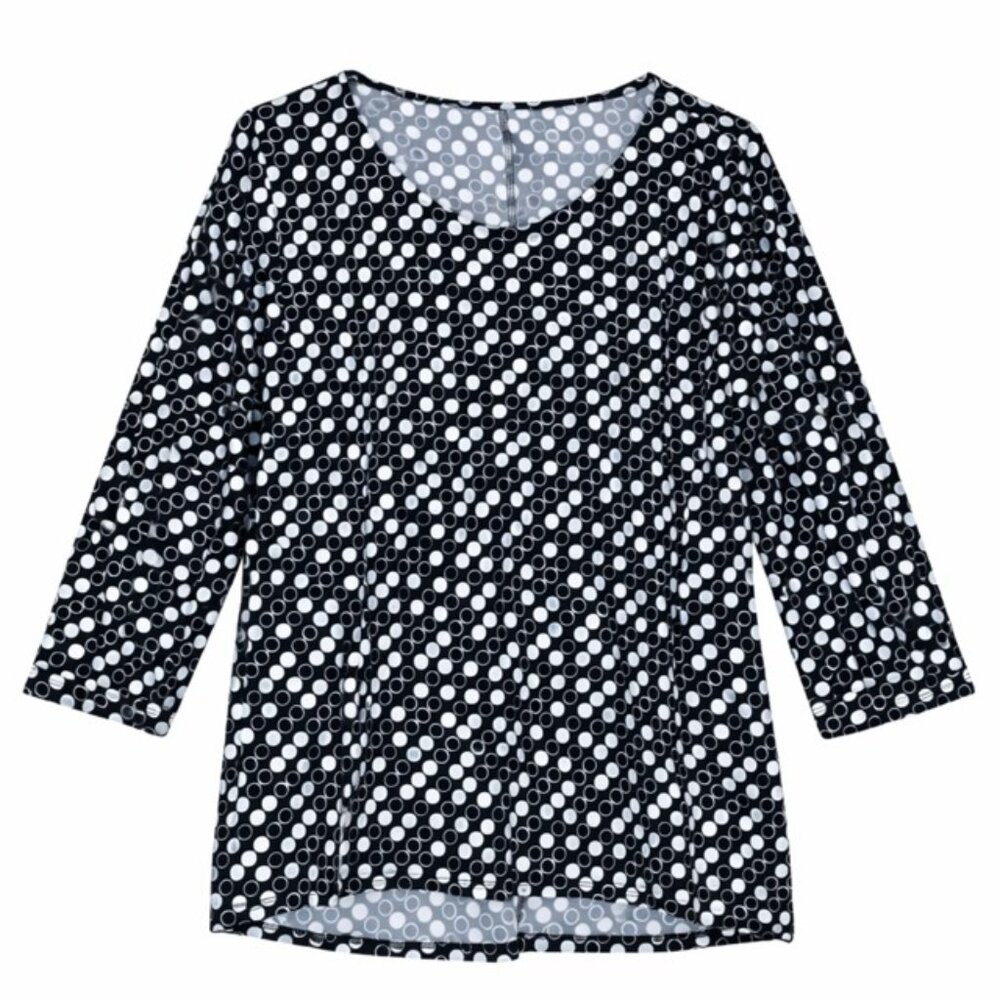 CHICO'S Black & White Polka Dot Blouse - Size Large